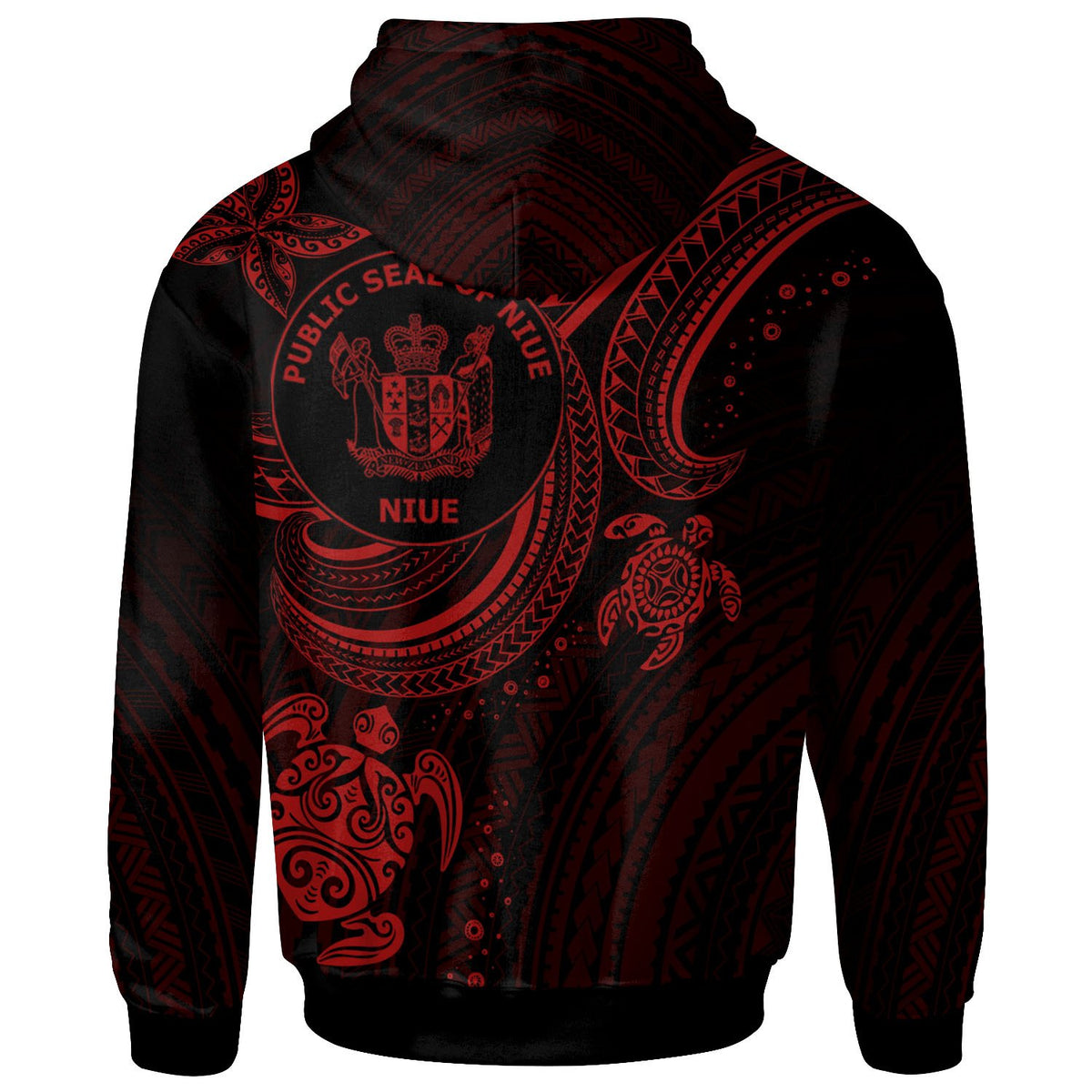 Niue Custom Hoodie Red Turtle - Polynesian Pride