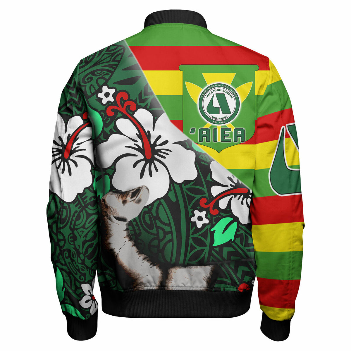 Hawaii Polynesian Patronage Bomber Jacket - 'Aiea High School Bloods In My Veins LT10 - Polynesian Pride