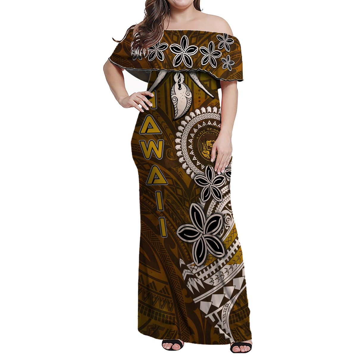 Hawaii Polynesian Matching Dress and Hawaiian Shirt Hawaii Boar Tusk - Polynesian Pride