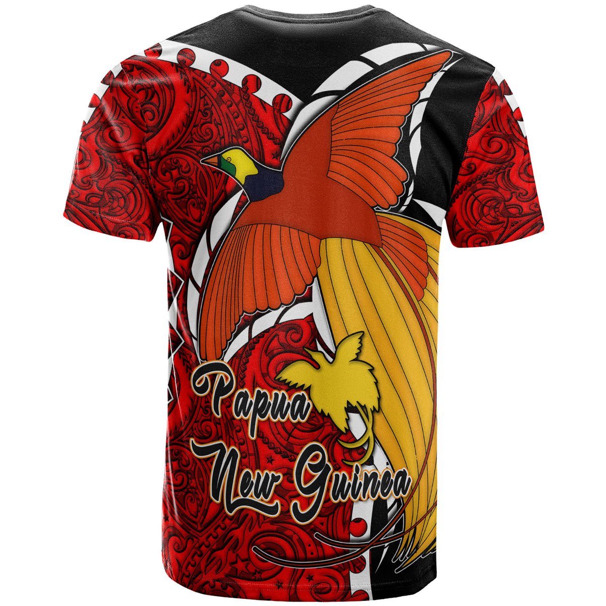 Papua New Guinea T shirt Custom Paradise Bird Of Papua New Guinea with Polynesian Patterns T shirt - Polynesian Pride