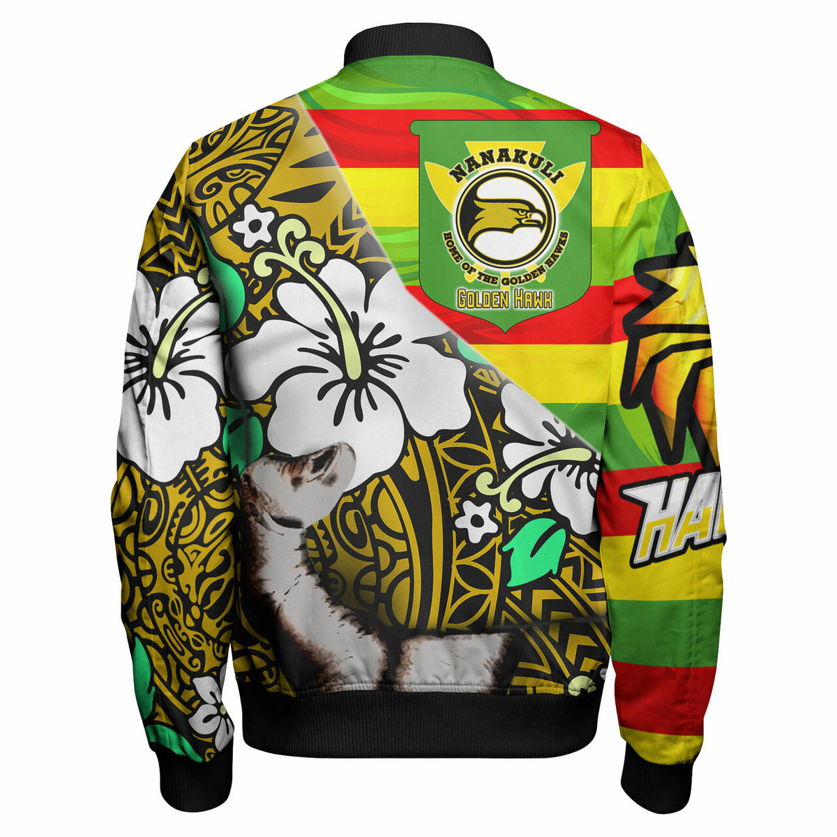 Hawaii Nanakuli High & Intermediate School Polynesian Patronage Bomber Jacket - The Golden Hawk Bloods In My Veins LT10 - Polynesian Pride