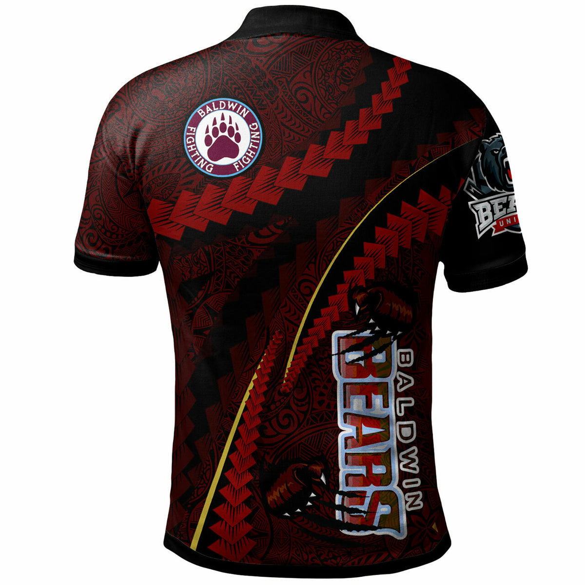 Hawaii Baldwin High School Custom Polynesian Polo Shirt Baldwin Super Bears Polynesian Tribal Pattern Scratch Style LT10 - Polynesian Pride