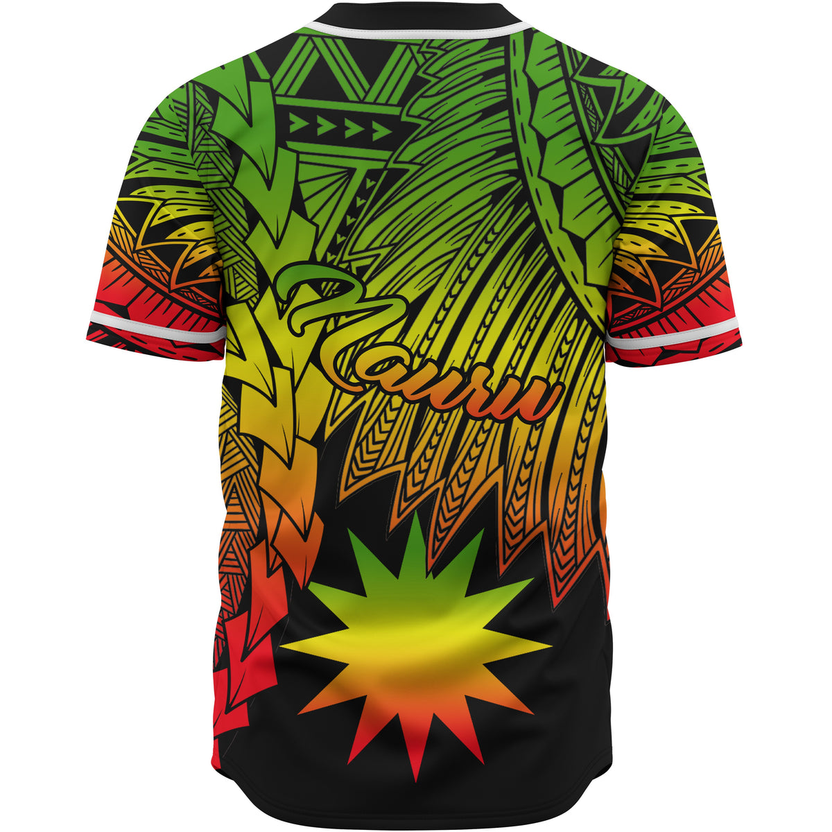 Nauru Polynesian Custom Personalised Baseball Shirt - Tribal Wave Tattoo Reggae - Polynesian Pride