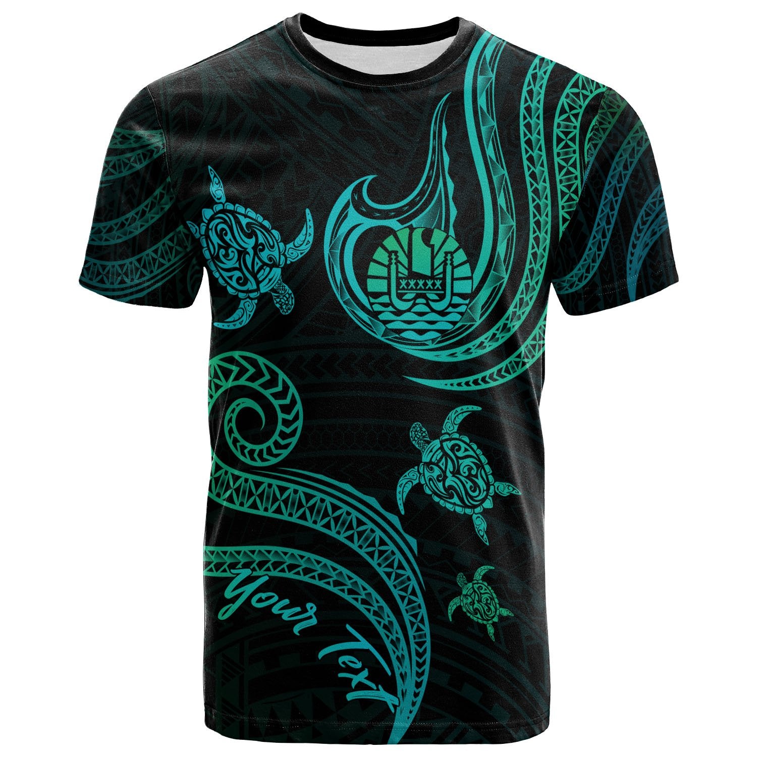 Tahiti Custom T Shirt Polynesian Turtle With Pattern Unisex Art - Polynesian Pride