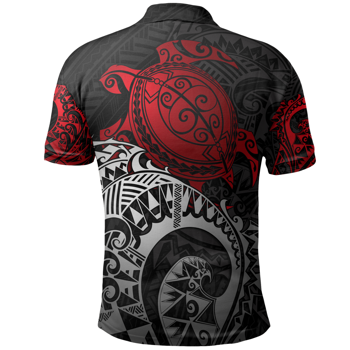 Hawaii Polo Shirt Kanaka Maoli Polynesian Red Turtle Tattoo - Polynesian Pride