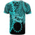 Cook Islands T Shirt Tribal Wave Tattoo Neon Blue - Polynesian Pride