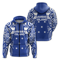 Gambier Islands Tribal Tattoo Hoodie LT12 Zip Hoodie Blue - Polynesian Pride