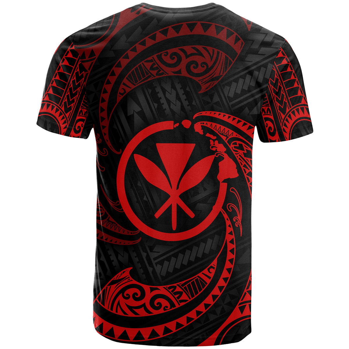 Polynesian Hawaii T Shirt Red Tribal Wave - Polynesian Pride
