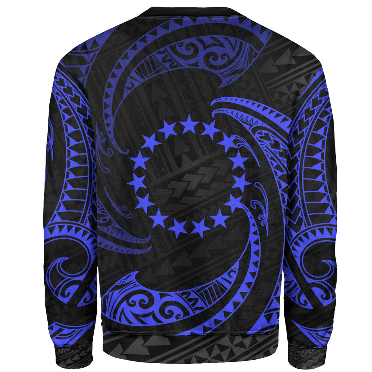 Cook Islands Polynesian Custom Personalised Sweater - Blue Tribal Wave - Polynesian Pride