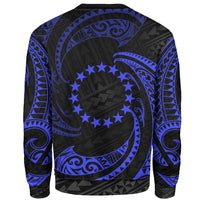 Cook Islands Polynesian Custom Personalised Sweater - Blue Tribal Wave - Polynesian Pride
