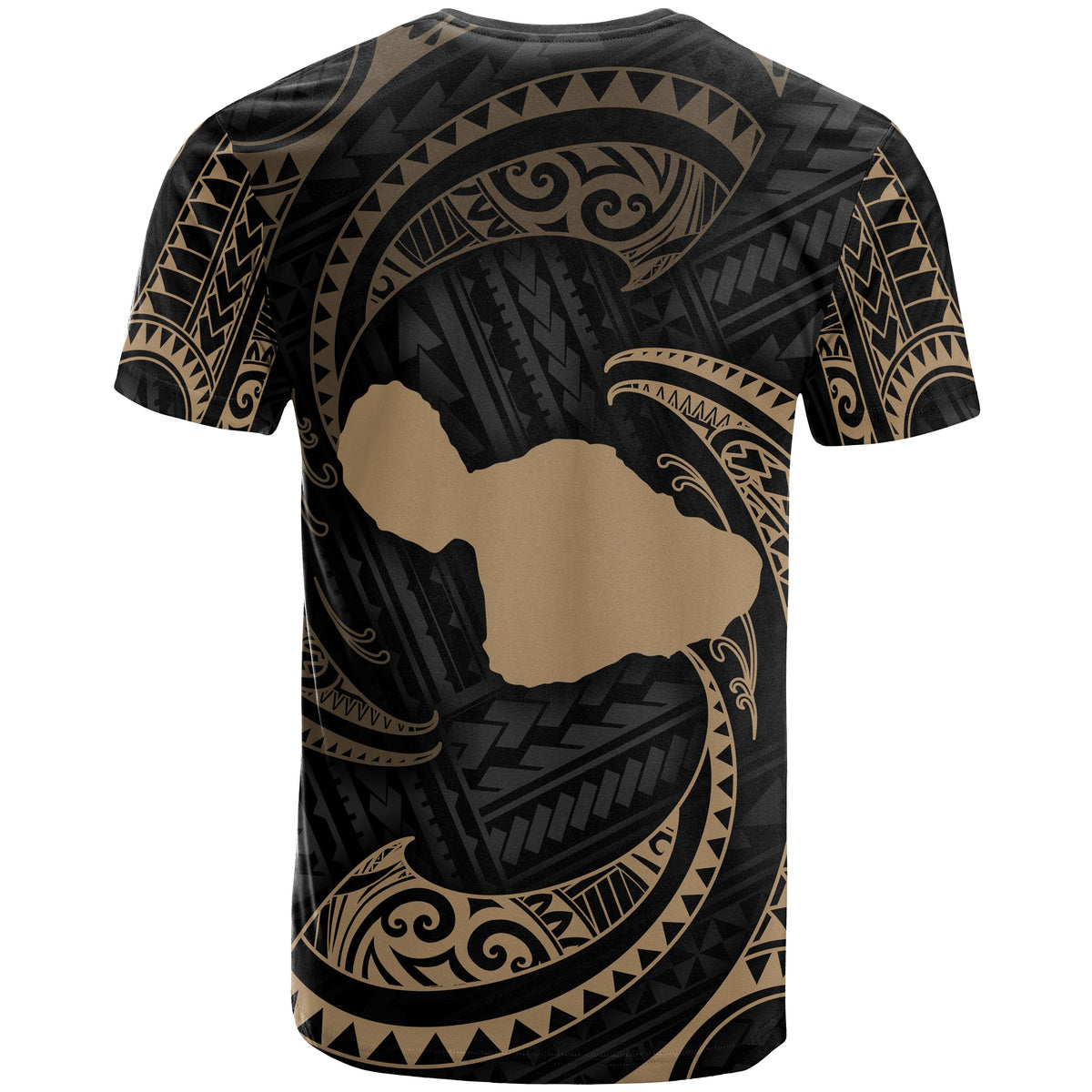 Hawaii Maui Polynesia T Shirt Gold Tribal Wave - Polynesian Pride