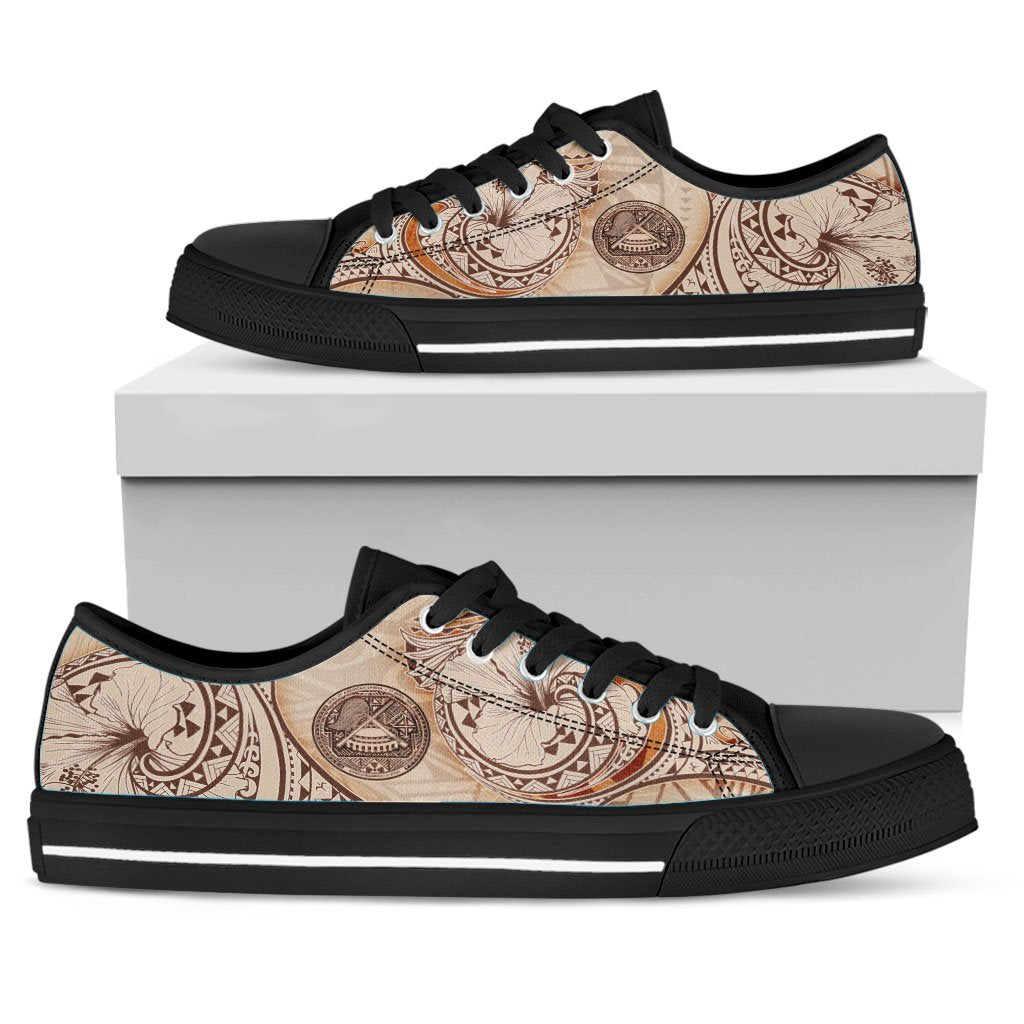 American Samoa Low Top Shoes - Hibiscus Flowers Vintage Style - Polynesian Pride