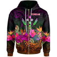 Kosrae Zip up Hoodie Summer Hibiscus Unisex Reggae - Polynesian Pride
