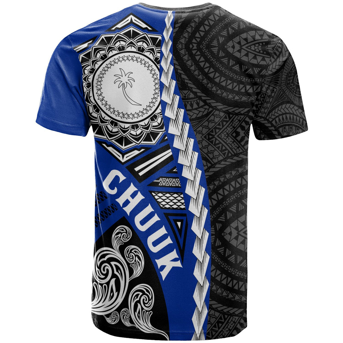 Chuuk Micronesia Custom T Shirt Wave Tattoo Flag Style - Polynesian Pride