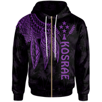 Kosrae Zip up Hoodie Polynesian Wings (Purple) Unisex Purple - Polynesian Pride