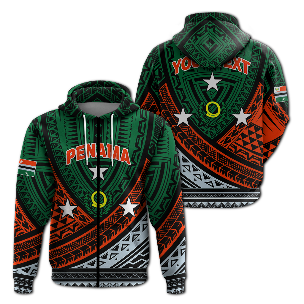 Custom Vanuatu Penama Province Tribal Pattern Hoodie LT12 Zip Hoodie Green - Polynesian Pride
