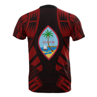 Guam T Shirt Guam Coat of Arms Polynesian Tattoo Red Style - Polynesian Pride