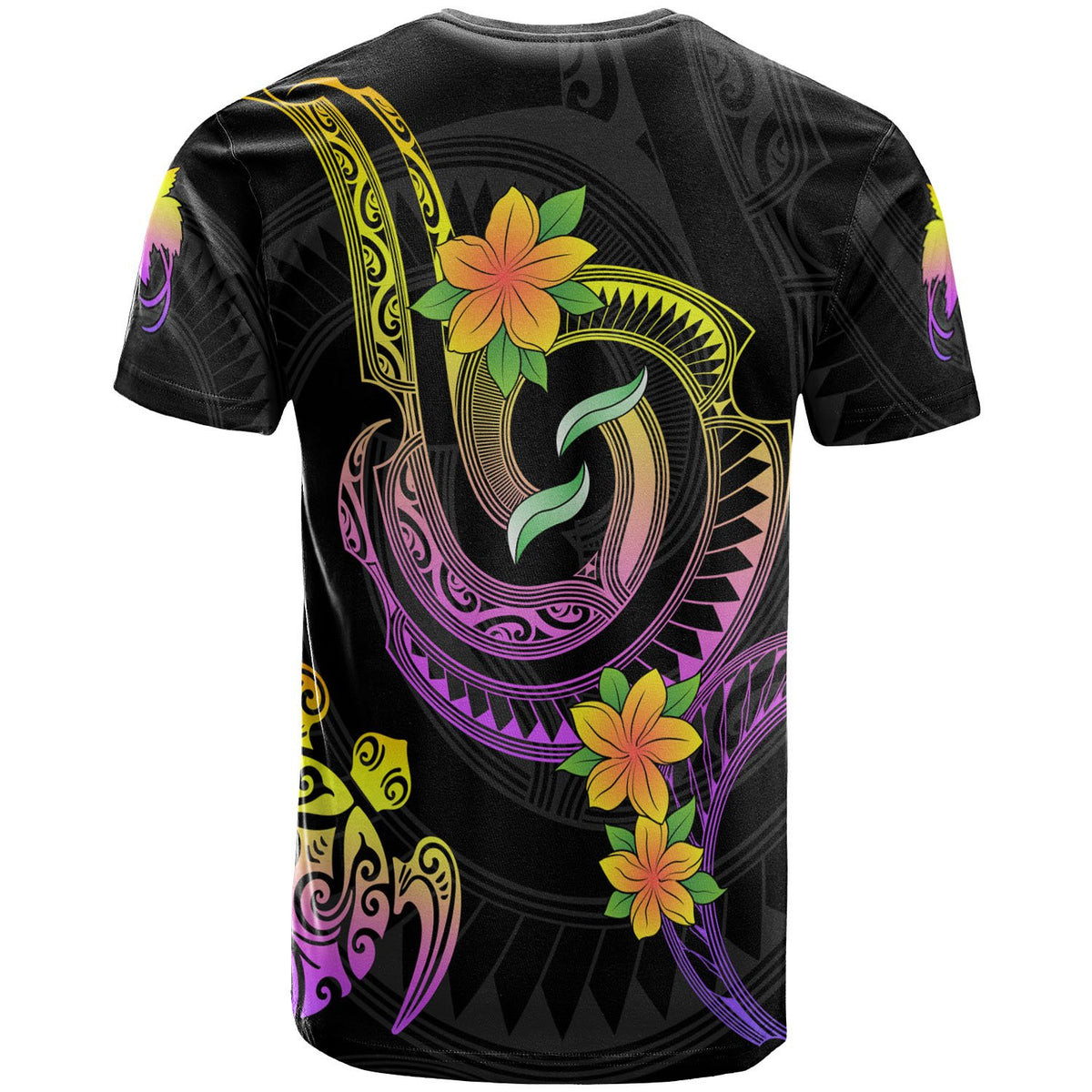 Papua New Guinea Custom T Shirt Plumeria Flowers with Spiral Patterns - Polynesian Pride