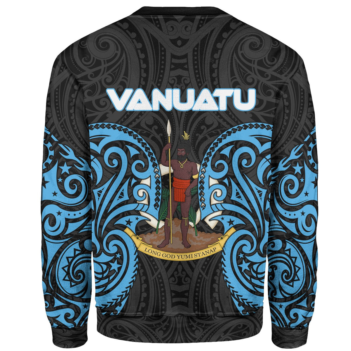 Vanuatu Polynesian Custom Personalised Sweater - Spirit Style Blue - Polynesian Pride