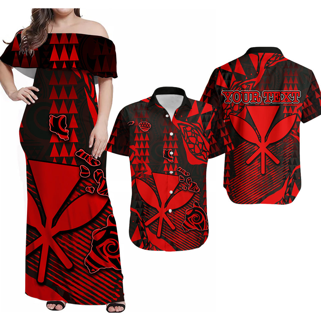 Custom Hawaii Matching Hawaiian Outfits For Coupless Summer Hawaii Kanaka Map Matching Dress and Hawaiian Shirt Style No.2 LT6 Art - Polynesian Pride