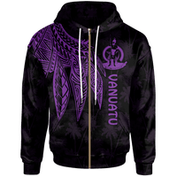 Vanuatu Zip up Hoodie Polynesian Wings (Purple) Unisex Purple - Polynesian Pride