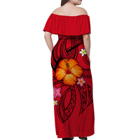 Polynesian Off Shoulder Dress - Red Hibiscus - LT12 - Polynesian Pride