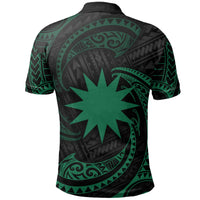 Nauru Polynesian Polo Shirt Green Tribal Wave - Polynesian Pride