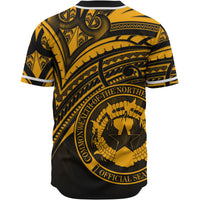 Northern Mariana Islands Baseball Shirt - Gold Color Cross Style - Polynesian Pride