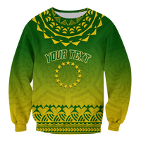 (Custom Personalised) Cook Islands Turtle With Tribal Sweatshirt - LT12 Unisex Green - Polynesian Pride