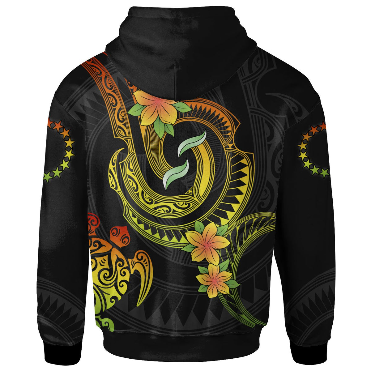 Cook Islands Custom Hoodie Reggae Plumeria Flowers with Spiral Patterns - Polynesian Pride