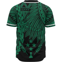 Kosrae Polynesian Baseball Shirt - Tribal Wave Tattoo Green - Polynesian Pride
