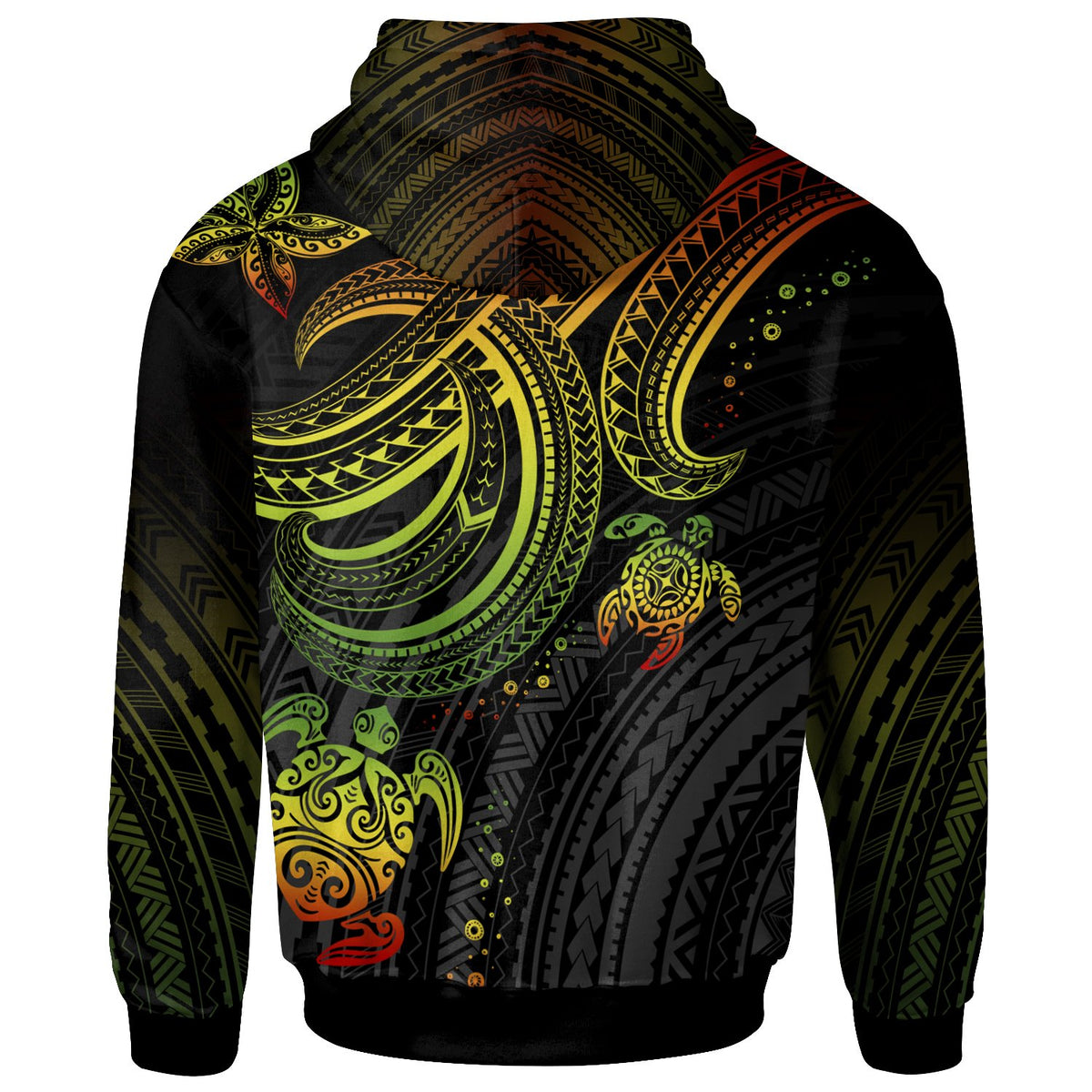 Polynesian Zip up Hoodie Reggae Turtle - Polynesian Pride