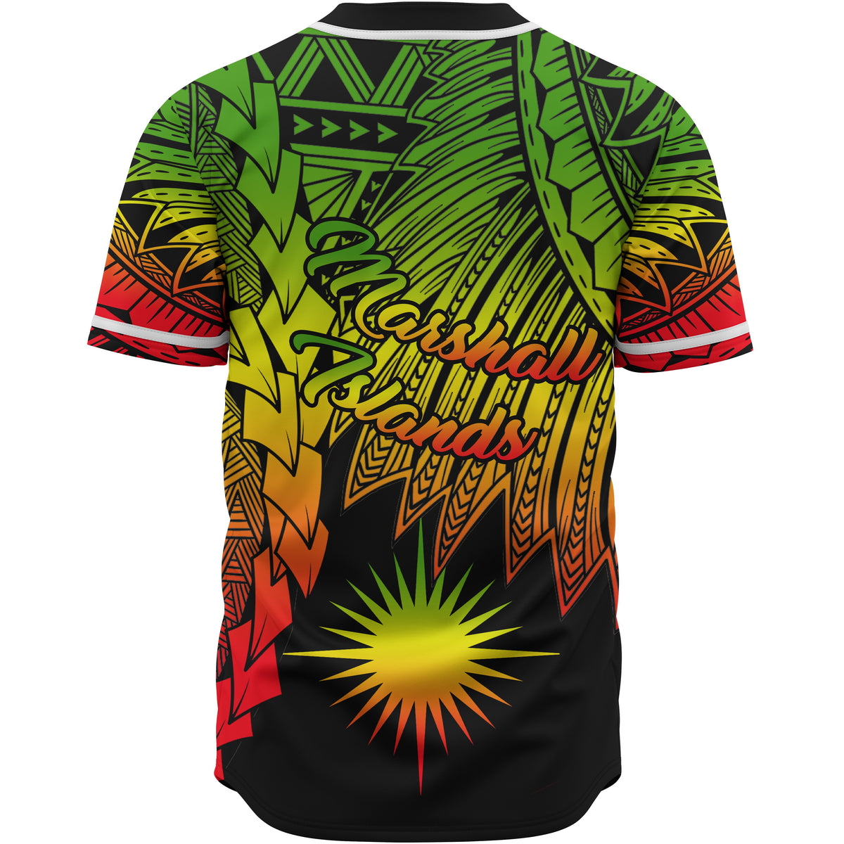 Marshall Islands Polynesian Custom Personalised Baseball Shirt - Tribal Wave Tattoo Reggae - Polynesian Pride