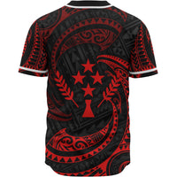 Kosrae Polynesian Custom Personalised Baseball Shirt - Red Tribal Wave - Polynesian Pride