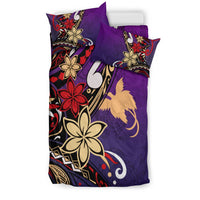 Papua Polynesian Bedding Set - Tribal Flower With Special Turtles Purple Color - Polynesian Pride