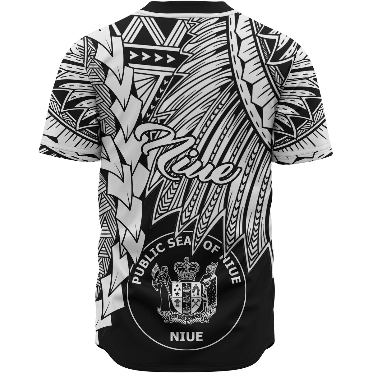 Niue Polynesian Custom Personalised Baseball Shirt - Tribal Wave Tattoo White - Polynesian Pride