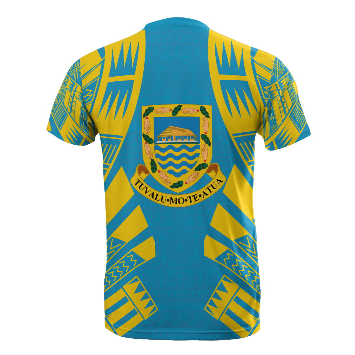 Tuvalu T Shirt Tuvaluan Coat of Arms Polynesian Tattoo Blue Style - Polynesian Pride