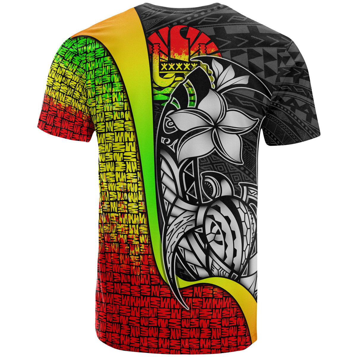 Tahiti Polynesian Custom T Shirt Reggae Turtle with Hook - Polynesian Pride