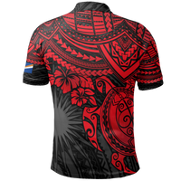 Marshall Islands Polo Shirt Marshall Islands FLag Red Turtle Hibiscus - Polynesian Pride