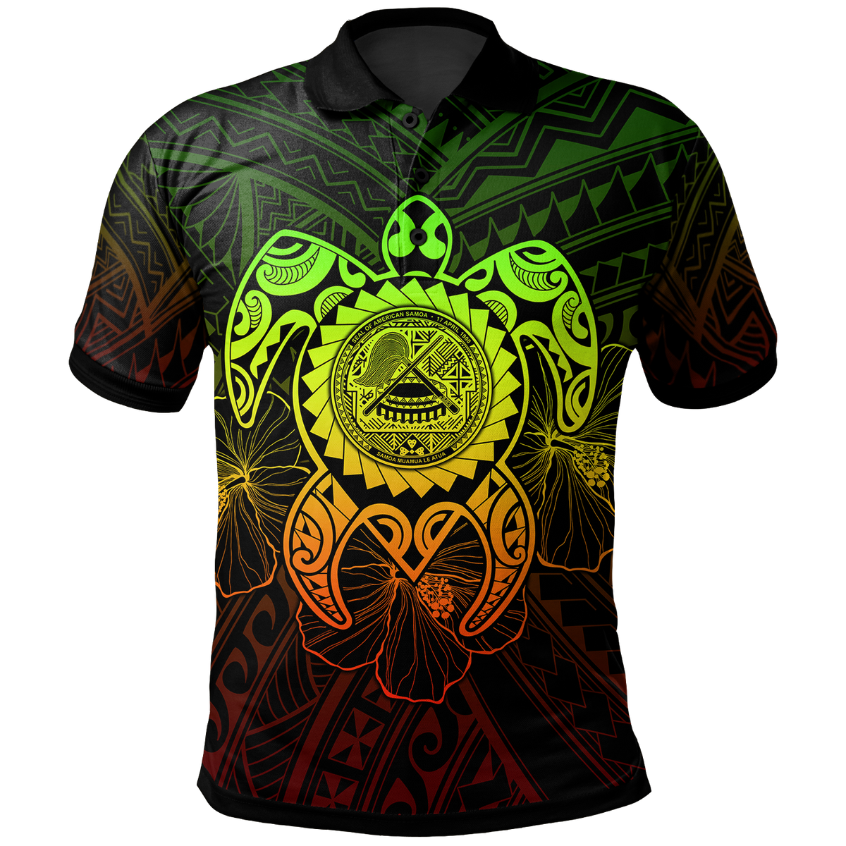 American Samoa Polynesian Polo Shirt Vintage Polynesian Turtle (Reggae) Unisex Reggae - Polynesian Pride