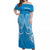 (Custom Personalised) Cook Islands Tongareva Off Shoulder Long Dress - Tribal Pattern - LT12 Long Dress Blue - Polynesian Pride