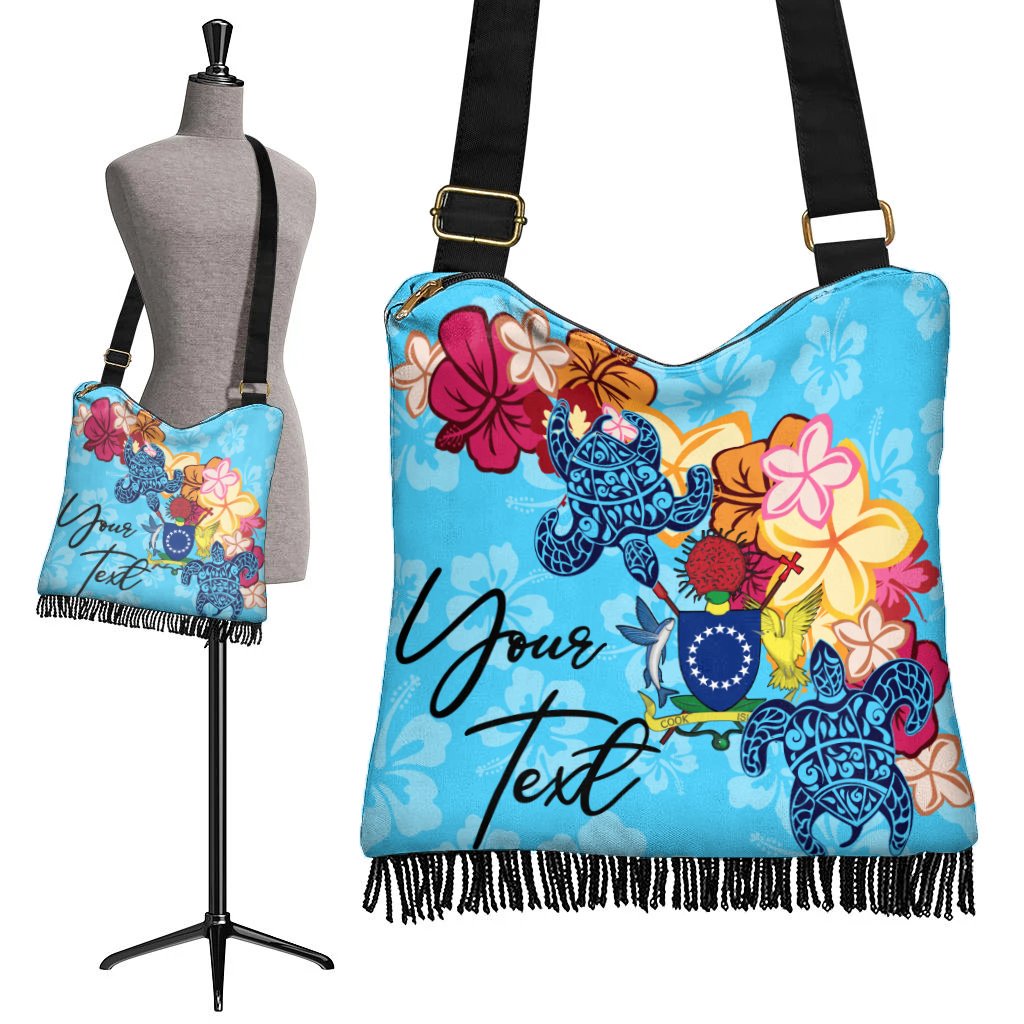 Cook Islands Custom Personalised Boho Handbag - Tropical Style One Style One Size Blue - Polynesian Pride