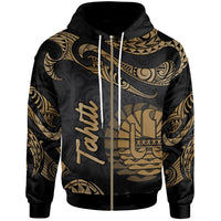 Tahiti Polynesian Zip Hoodie Polynesian Tattoo Gold Version Unisex Gold - Polynesian Pride