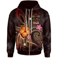 Fiji Polynesian Zip up Hoodie Legend of Fiji (Red) Unisex Red - Polynesian Pride