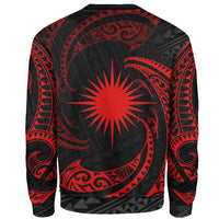 Marshall Islands Polynesian Sweater - Red Tribal Wave - Polynesian Pride