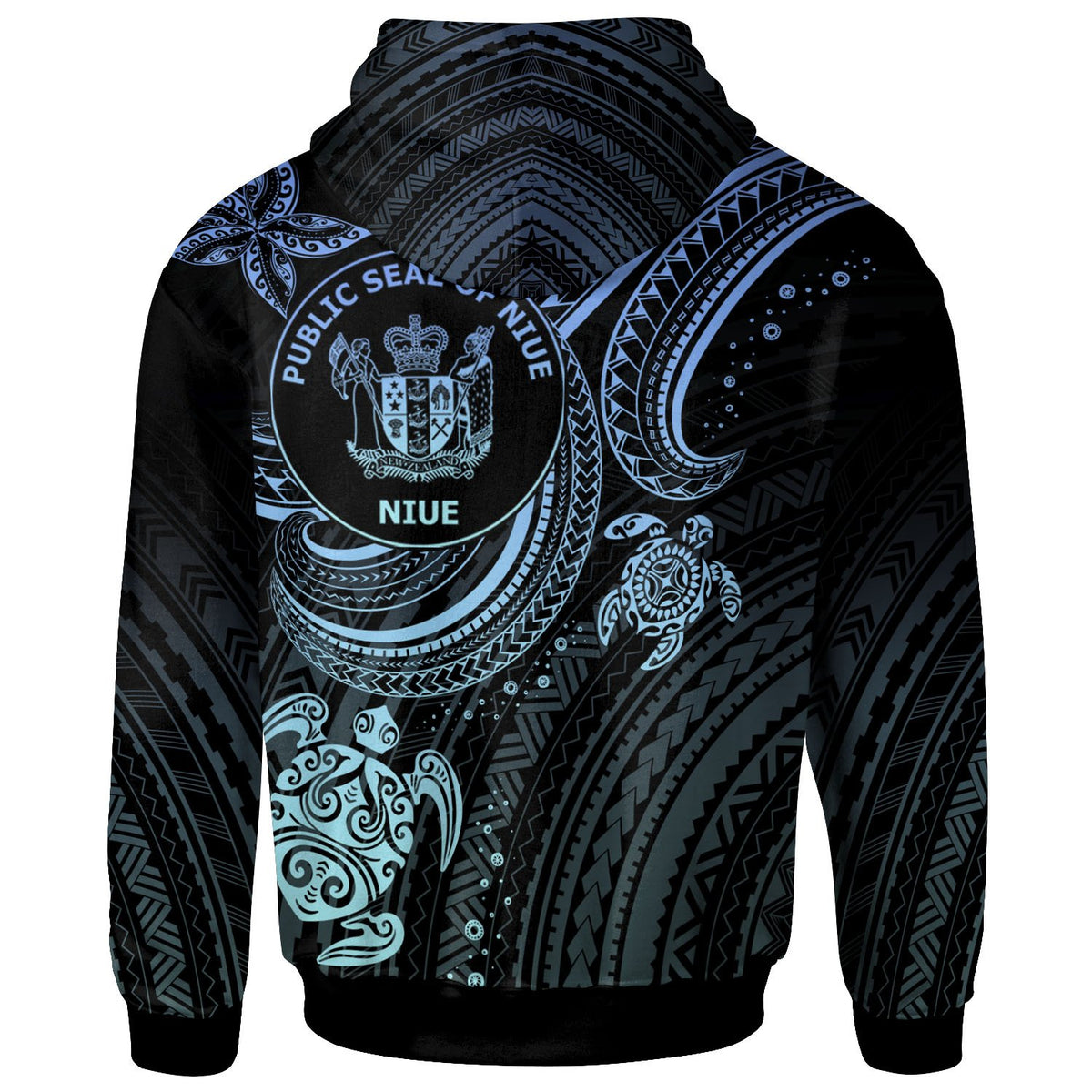 Niue Custom Hoodie Blue Turtle - Polynesian Pride