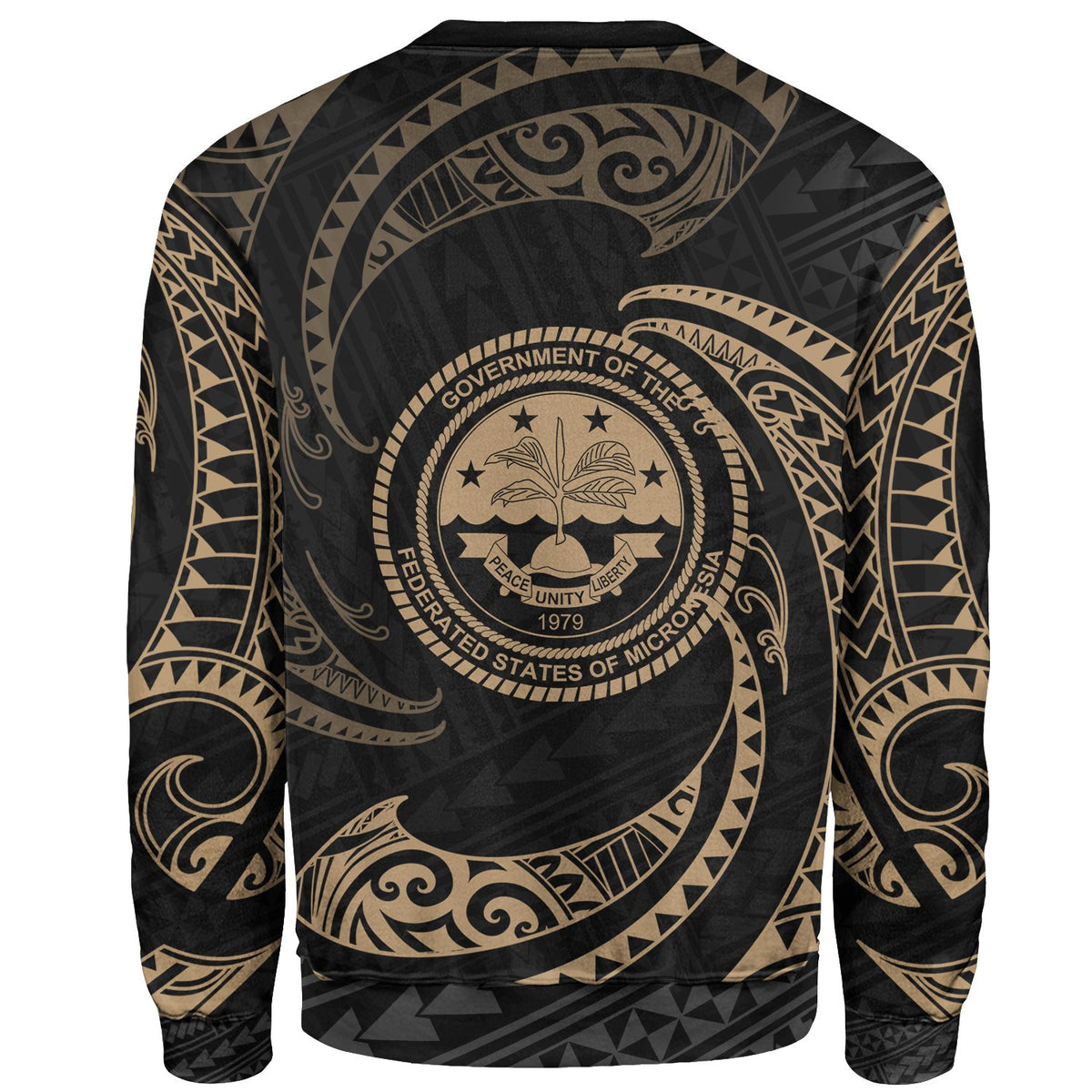 Federated States Of Micronesia Sweater - Gold Tribal Wave - Polynesian Pride