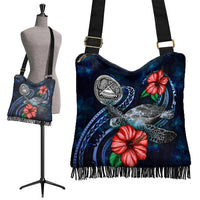 American Samoa Polynesian Boho Handbag - Blue Turtle Hibiscus - Polynesian Pride