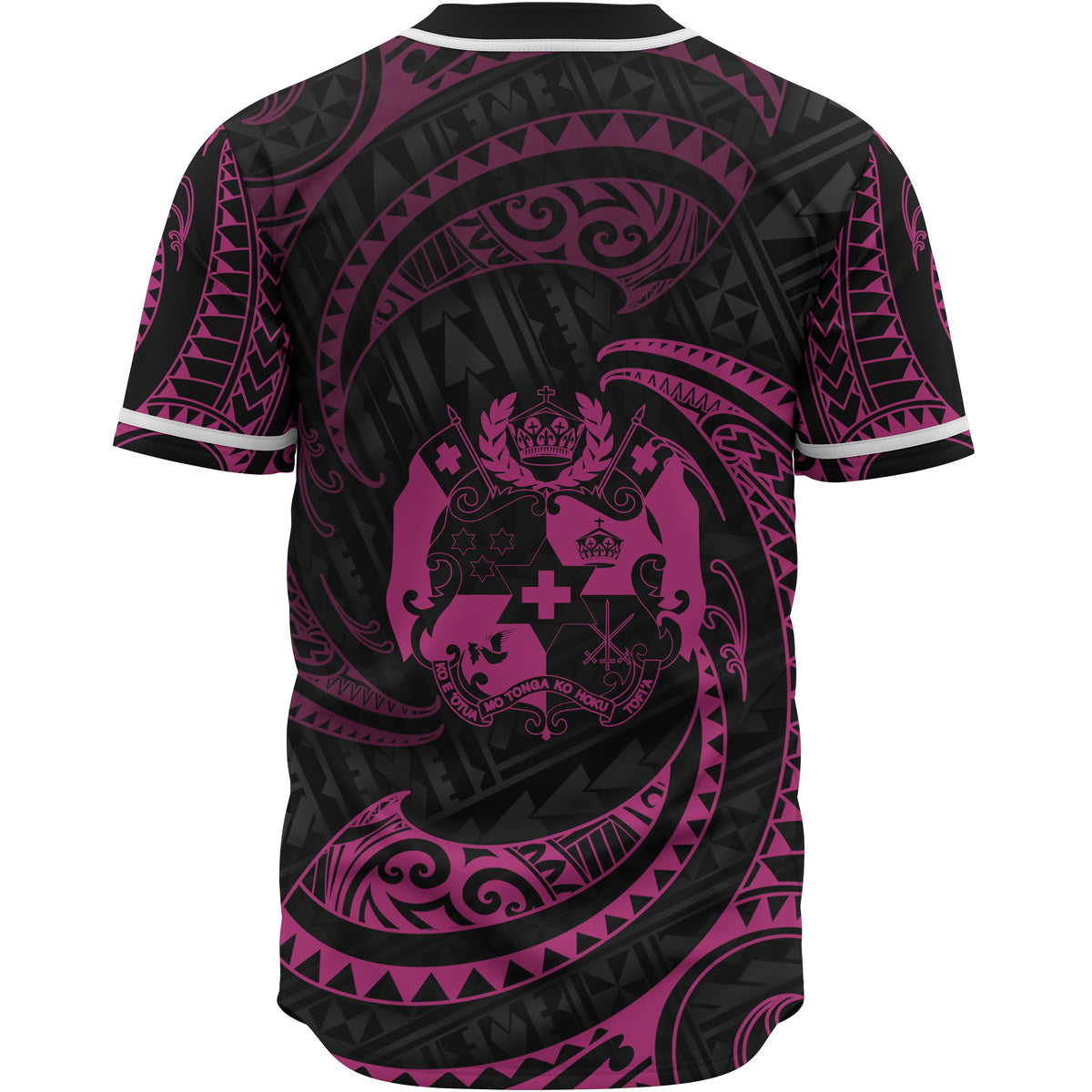 Tonga Polynesian Baseball Shirt - Pink Tribal Wave - Polynesian Pride