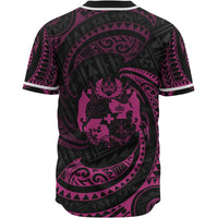 Tonga Polynesian Baseball Shirt - Pink Tribal Wave - Polynesian Pride